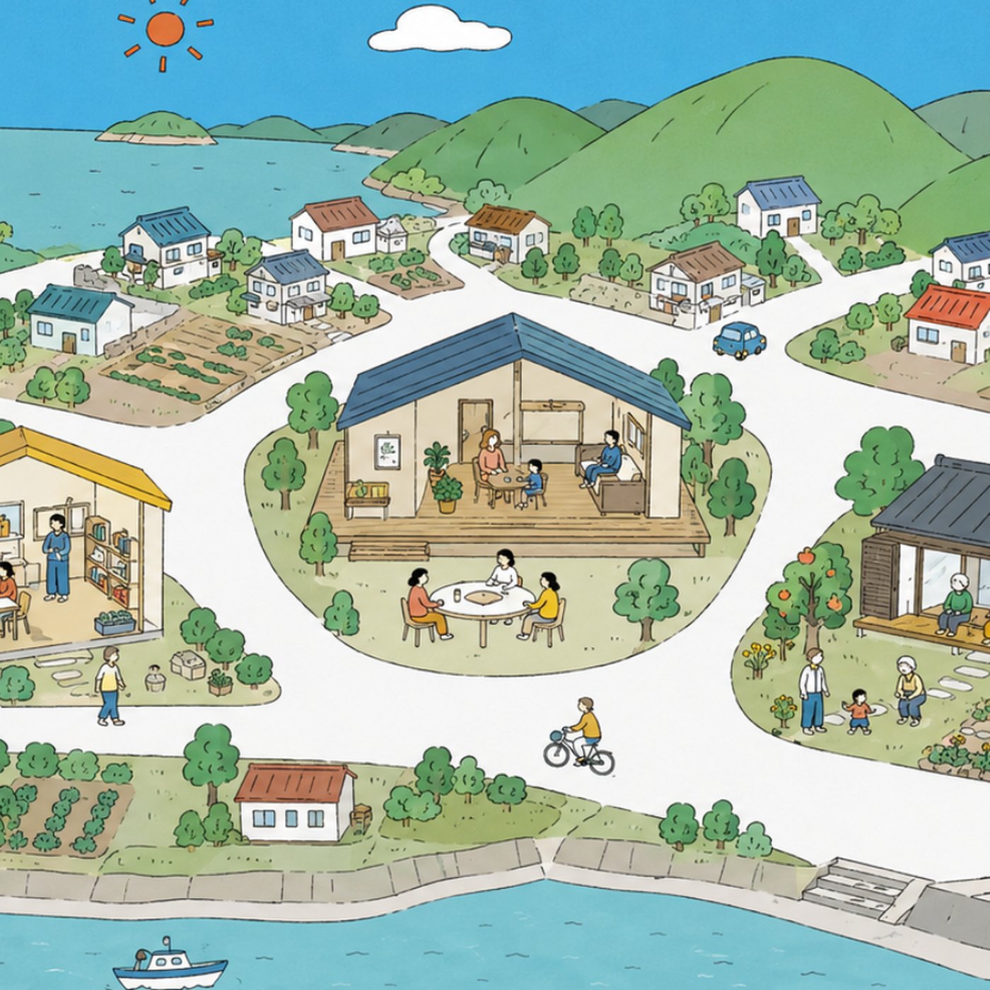 HAGAIが目指す、家族が広がった町のようす